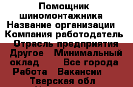 Помощник шиномонтажника › Название организации ­ Компания-работодатель › Отрасль предприятия ­ Другое › Минимальный оклад ­ 1 - Все города Работа » Вакансии   . Тверская обл.,Нелидово г.